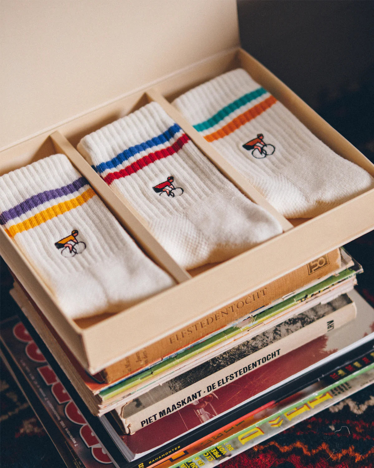 Erstwhile | Gift Box socks - Ivory Mixed Stripes