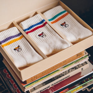 Erstwhile | Gift Box socks - Ivory Mixed Stripes