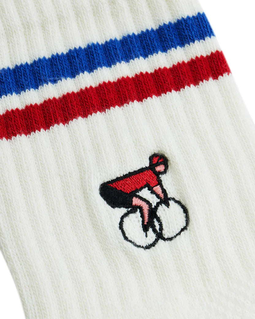 Erstwhile | Crew Sock Ivory Blue Red