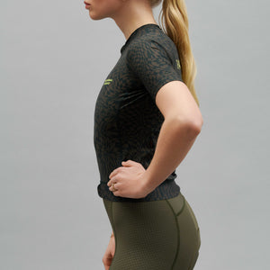Women's Essential Jersey - Check Olive Green