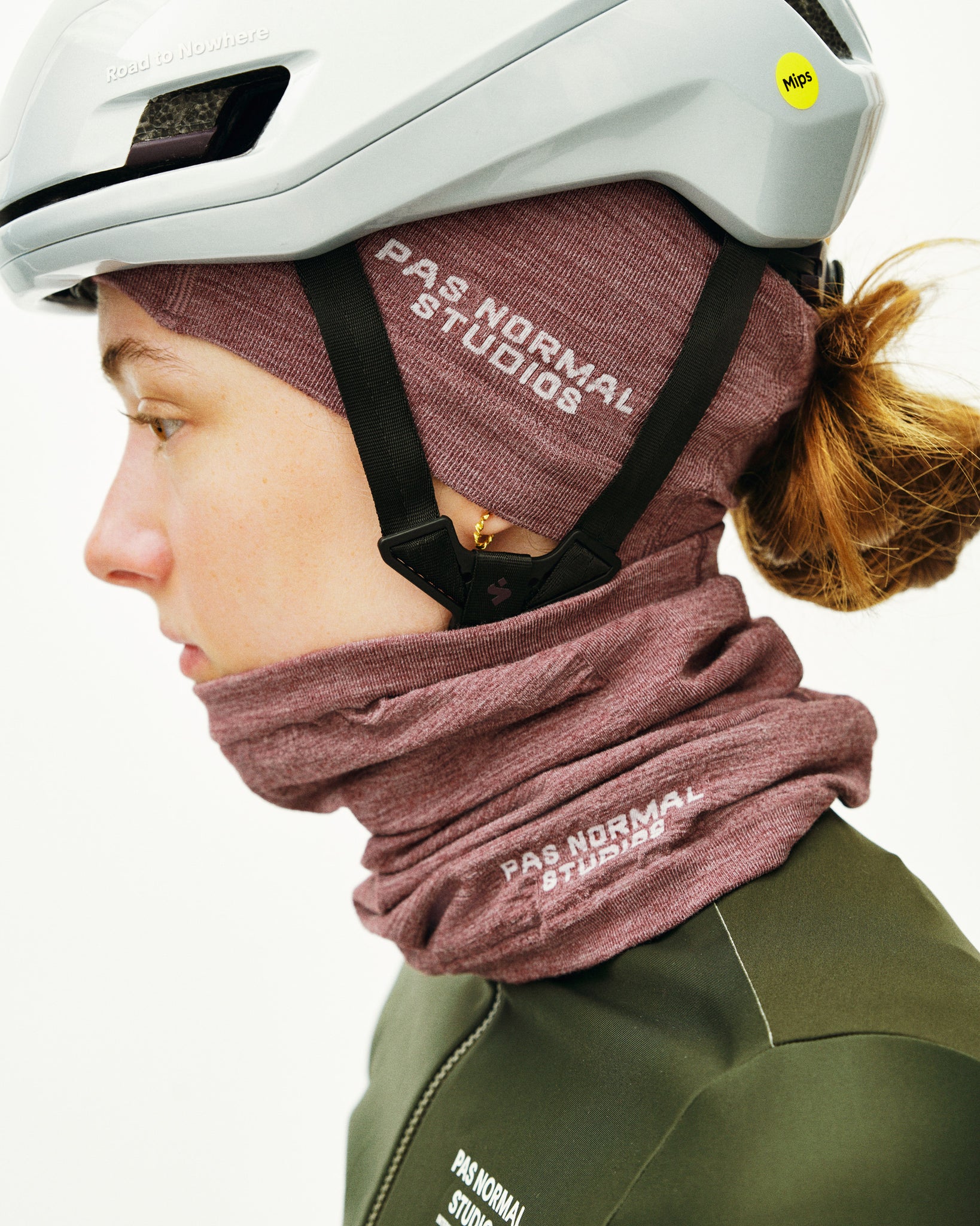 Logo Merino Knit Necktube - Maroon